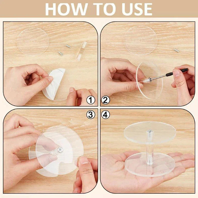 Transparent Acrylic Round Cake Stand For Desserts, Cupcake Rack, Pastry Candy Display Stand For Wedding, Event, Birthday Party Qme