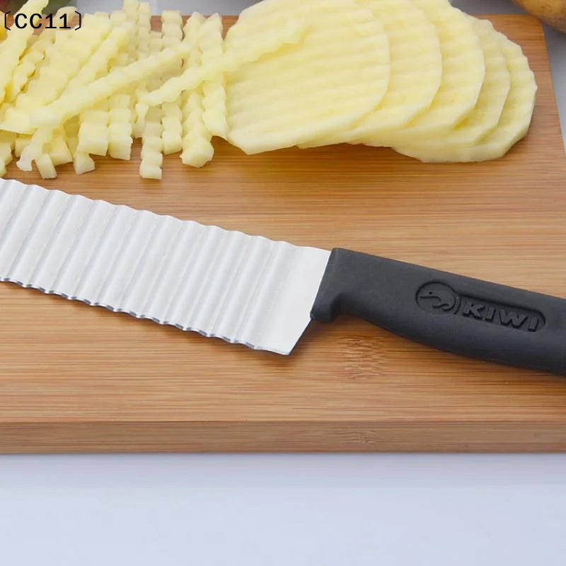 Stainless Steel Corrugated Knife Anti Slip Handle Cutting Potatoes Qme