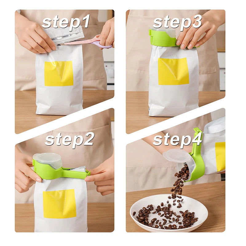 Pet Food Easy Pour Bag Clips Spout Durable Plastic Sealing Snacks Qme