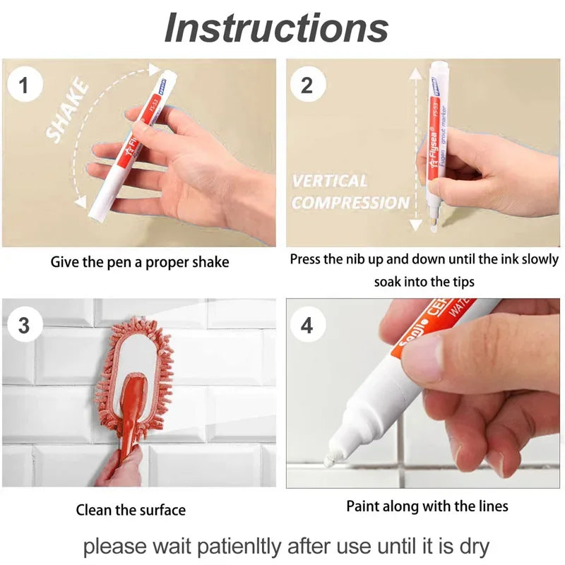 Waterproof Tile Marker Grout Pen Wall Seam for Floor Bathroom Kitchen Toilet Wall Seam Repair Black White Gold Silver Beige Qme