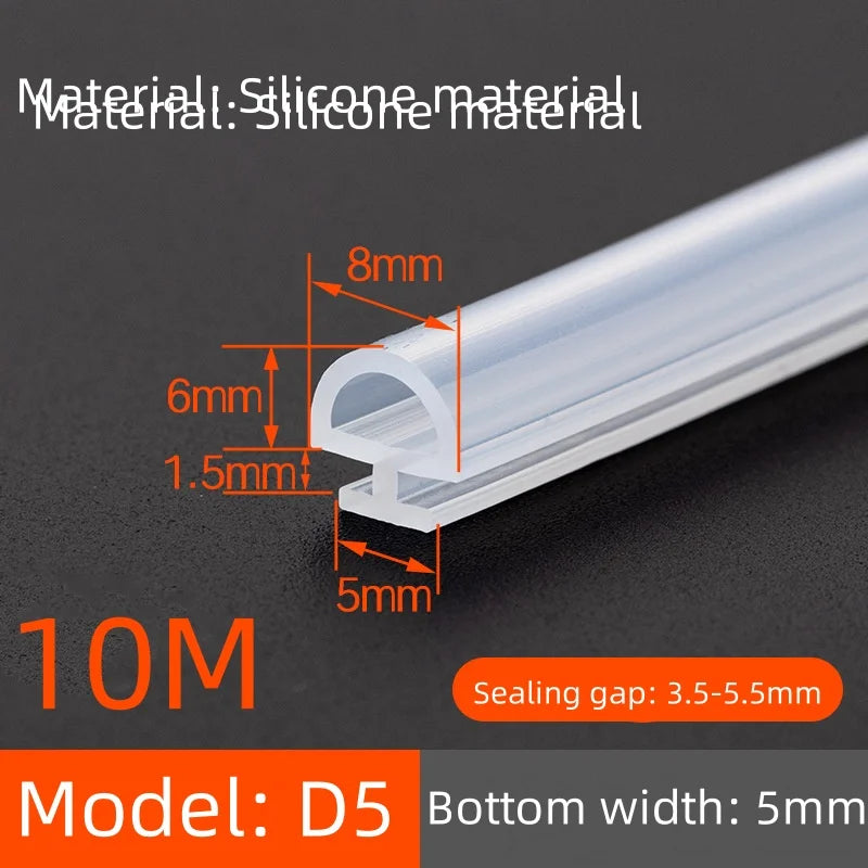 10M Silicone Sealing Strip for Doors and Windows Windproof Warm Durable Shock-absorbing Buffering Anti-collision Sealing Strip Qme D5