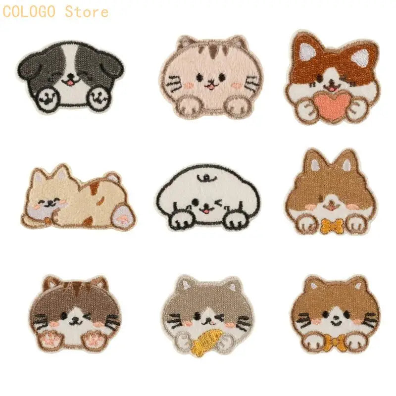 Cats Iron Patches Sew Applique Dogs Embroidered D0LD Qme 9 combination sets China Mainland