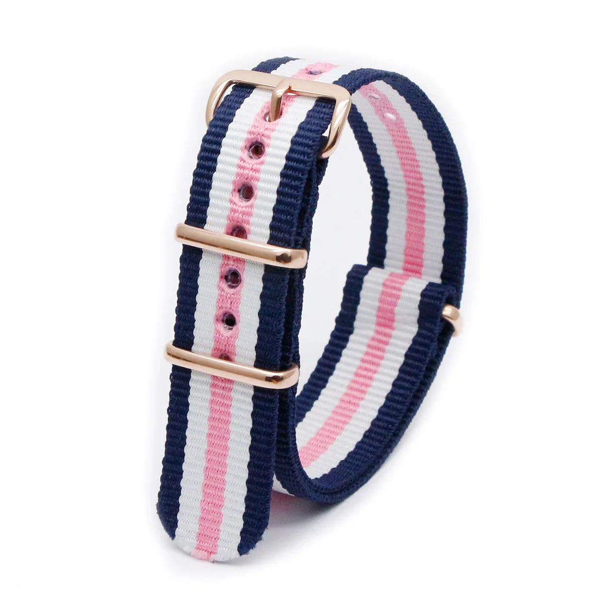 Luxury Nylon Watch Band Rose Gold Metal Buckle Durable Sweatproof