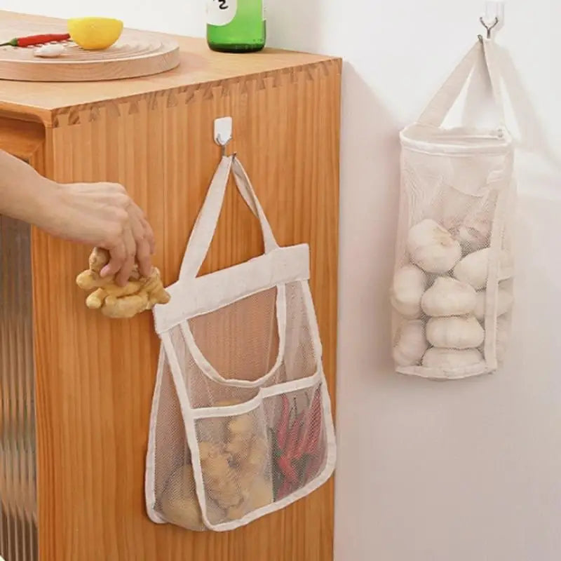 Portable Hanging Mesh Storage Bag Multi-purpose Breathable Kitchen Qme