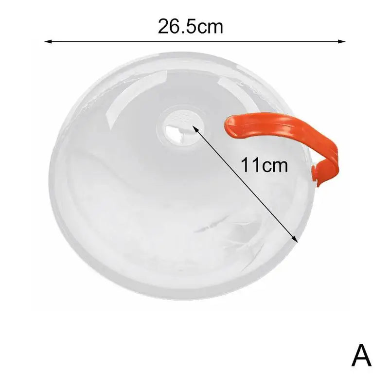 Microwave Splash Cover Thickened Transparent Splash-proof Cover with Handle BPA-free Plate Food Cover With Handle Anti-splatter Qme Orange