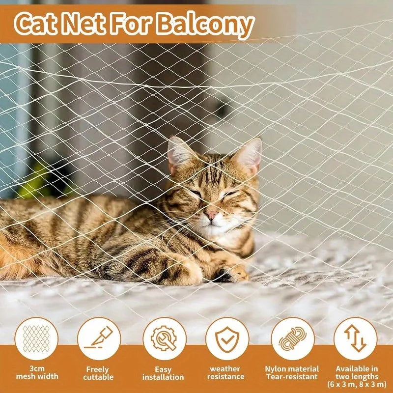 Cat Balcony Anti-Fall Net, Nylon Material, Suitable for Balconies, Windows, Stairs, Patios, And Are Essential for Pet Households Qme