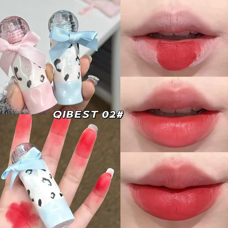 QIBEST Matte Velvet Lip Gloss Makeup Sets Red Brown Lip Glaze Lasting Waterproof Orange Color Liquid Lipstick 4 Colors Lip Tint Qme