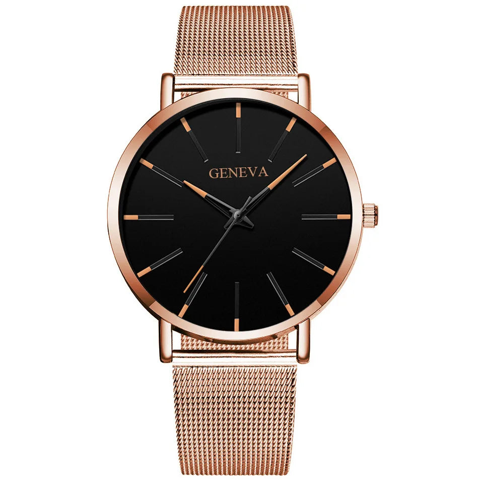 Top Brand Fashion Minimalist Ultra-thin Watch Men's Business Stainless Steel Strap Steel Mesh Quartz Watch Relogio Masculino Qme C