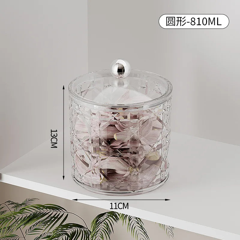 2-Piece Airtight Food Storage Containers for Kitchen Cereal Nuts Spices Grains Dried Fruit Plastic Sealed Canisters with Lids Qme Circle 810ml-2Pcs