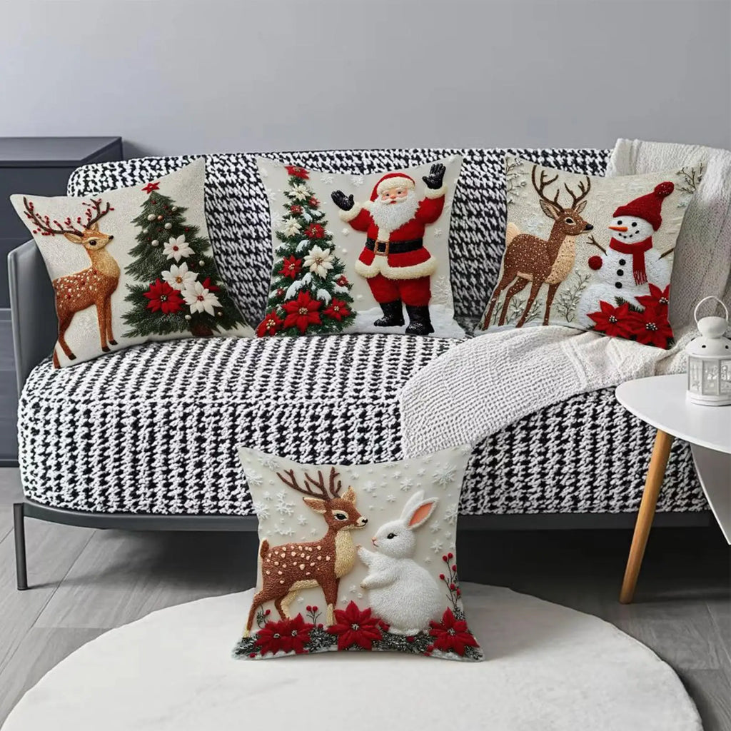 Christmas Pillow Covers Soft Cushion Case Holiday Decor Couch Sofa Qme