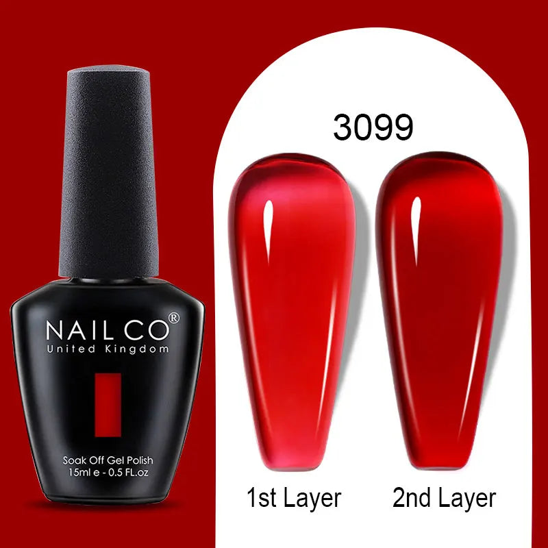 NAILCO Rubber Base Gel Polish Milky Pink Jelly White Beige 6Colors