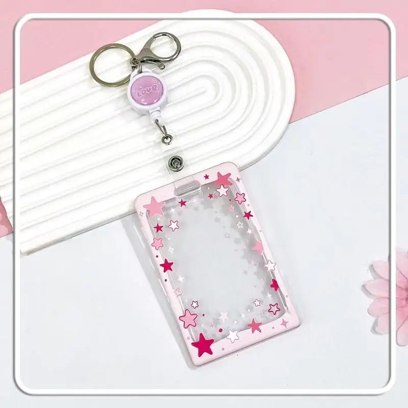 Star Sliding Cover Card Holder Transparent Portable ID Protector Kpop Qme A14