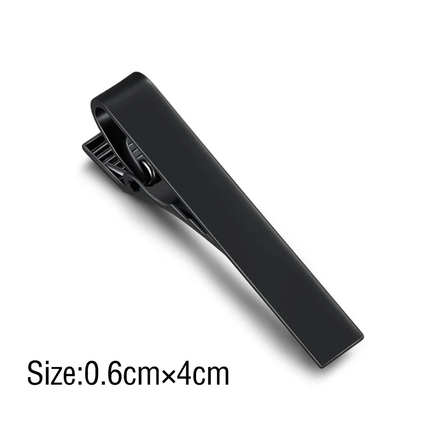Tie Clip Necktie Accessories Fashion Ties Men Metal Tone Simple Bar Qme Black - M