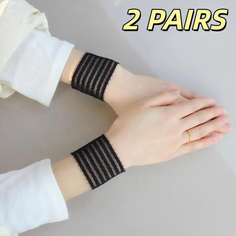 2 Pairs Adjustable Arm Band Accessories Shirt Sleeve Fixer Hand Wrist Qme Black