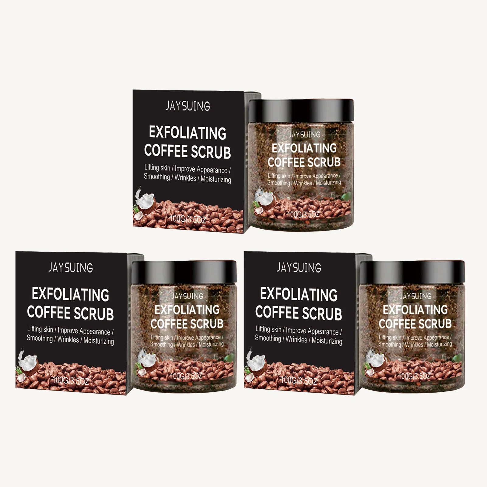 Coffee Exfoliating Scrub Remove Dead Skin Cleaning Smooth Moisturizing Body Brighten Skin Tone Nourish Scrub Suitable Whole Body Qme 3 X 100g boxed