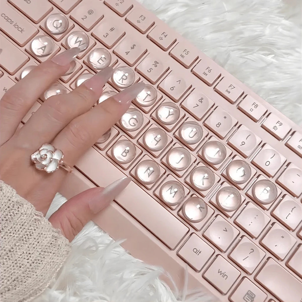 64 Long Nail Typing Tools Transparent Silicone Keycaps 3D Stickers Qme