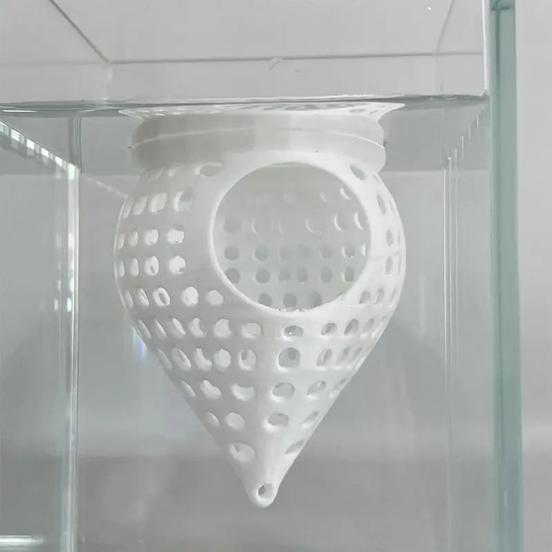 Fish Aquarium Tank Decoration Accessories Suspended Cone Bed Hideout Qme White