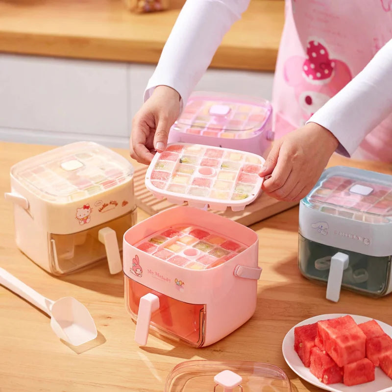 Hello Kitty Kuromi Ice Cube Molds Ice Cube Molds for Home Refrigerators Large-Capacity Ice Storage Container Qme