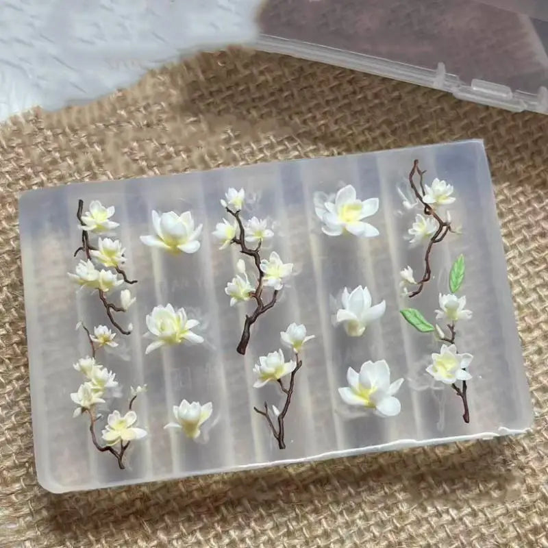 3D Magnolia Flowers Nail Art Mold DIY Silicone Tools Floral Petal Qme Default Title
