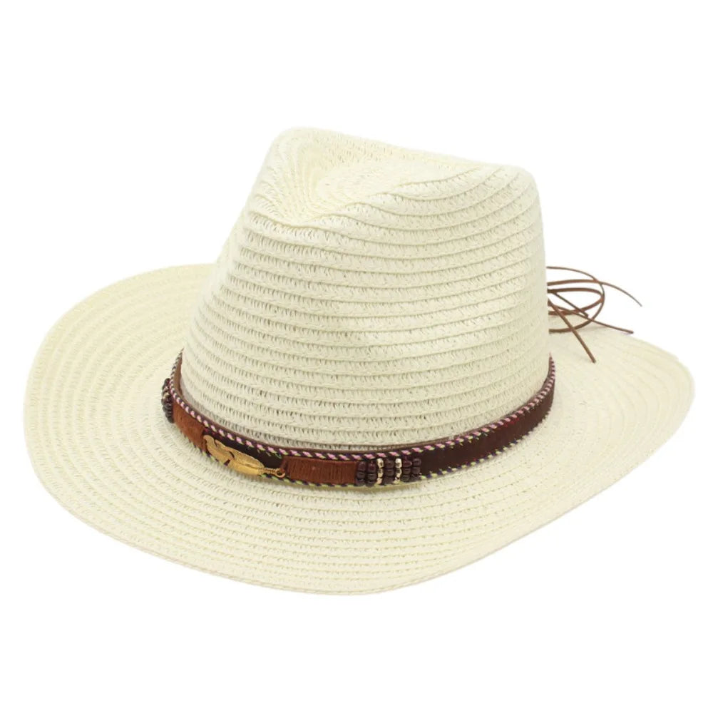 Fashion Summer Western Cowboy Hats Hiking Wide Brim Straw Cowgirl Hat Qme Style 5