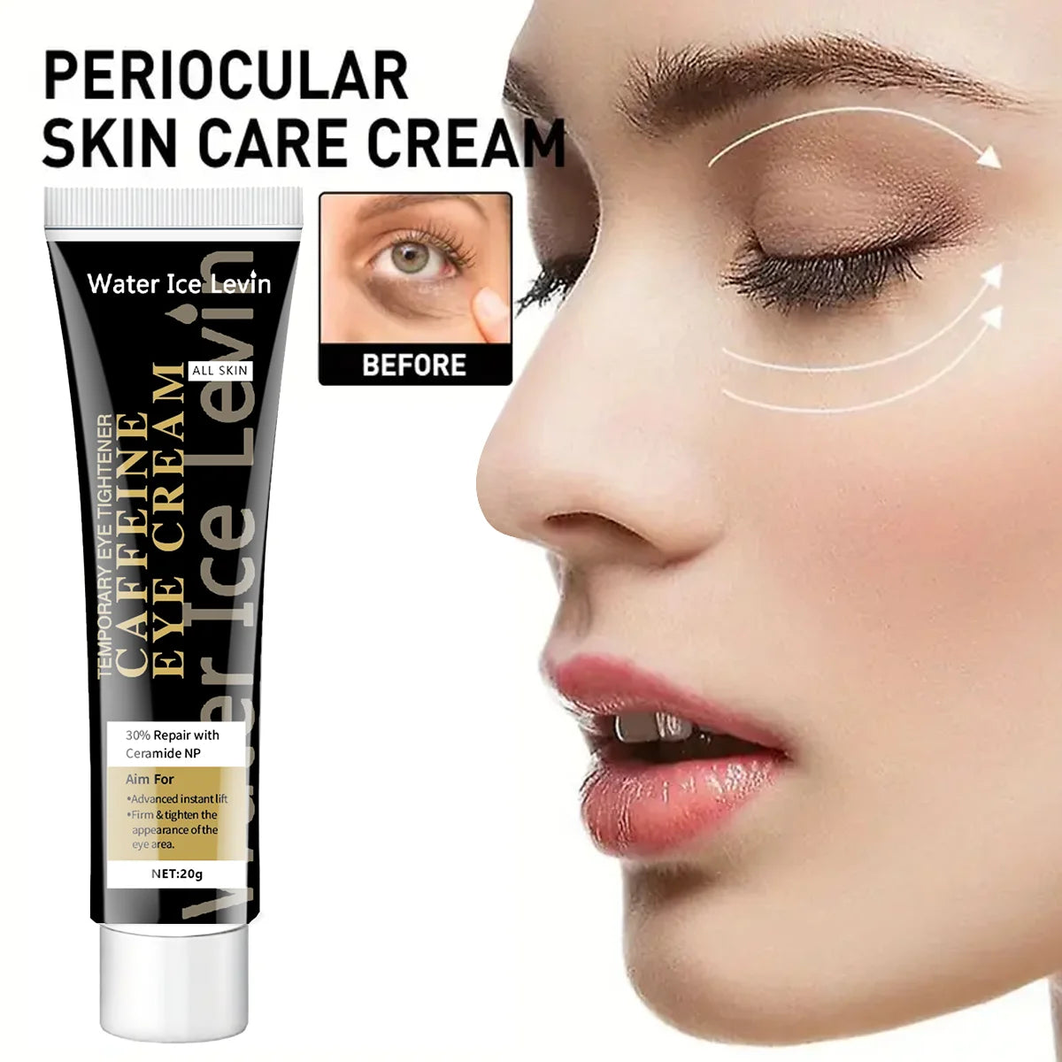 Caffeine Eye Cream to Lighten Dark Circles and Tighten Skin Instant Eye Repair Essence Eye Beauty Treatment Qme