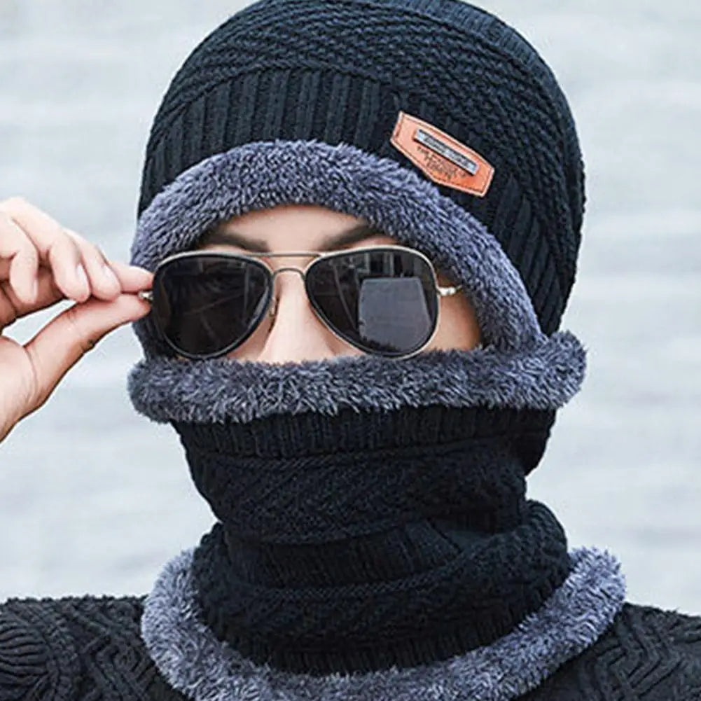 Winter Fleece Scarf Hats Thicken Plush Warm Beanies Wool Knit Caps Men Women Outdoor Cycling Ski Cold Protection Neck Mask Hat Qme