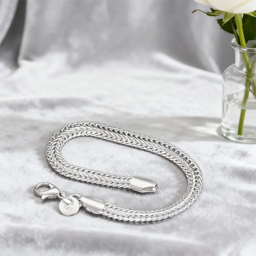 New Luxury 925 Sterling Silvery Classic 6MM Flat Snake Chain Bracelet for Women Lady Men Wedding Party Gifts Designer Jewelry Qme