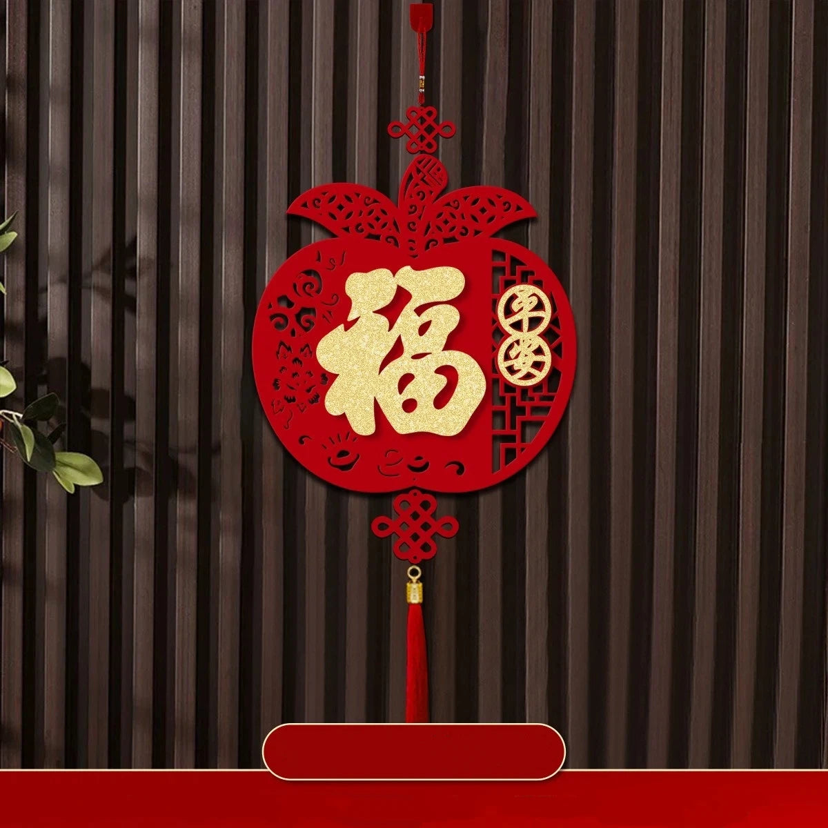 Spring Festival Chinese Knot Pendant Large Fortune Hanging Tassel Pendant Flocking Red Lucky Holiday Hanging Ornament Qme A2