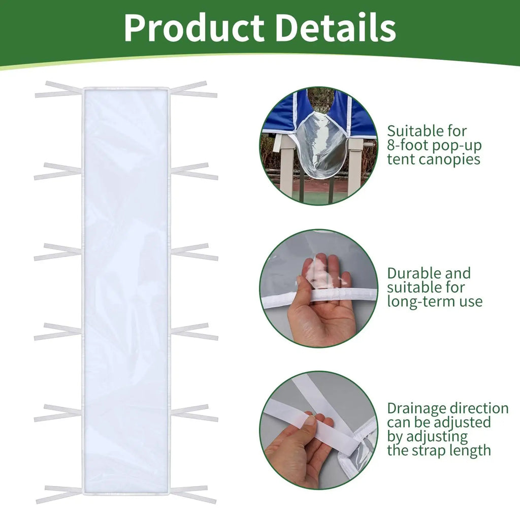 Gutter Kit for Shed Detachable Clear Extender Guard Canopy Awning Attachment for Outdoor Backyard Deck Porch Camping Lawn Pool Qme