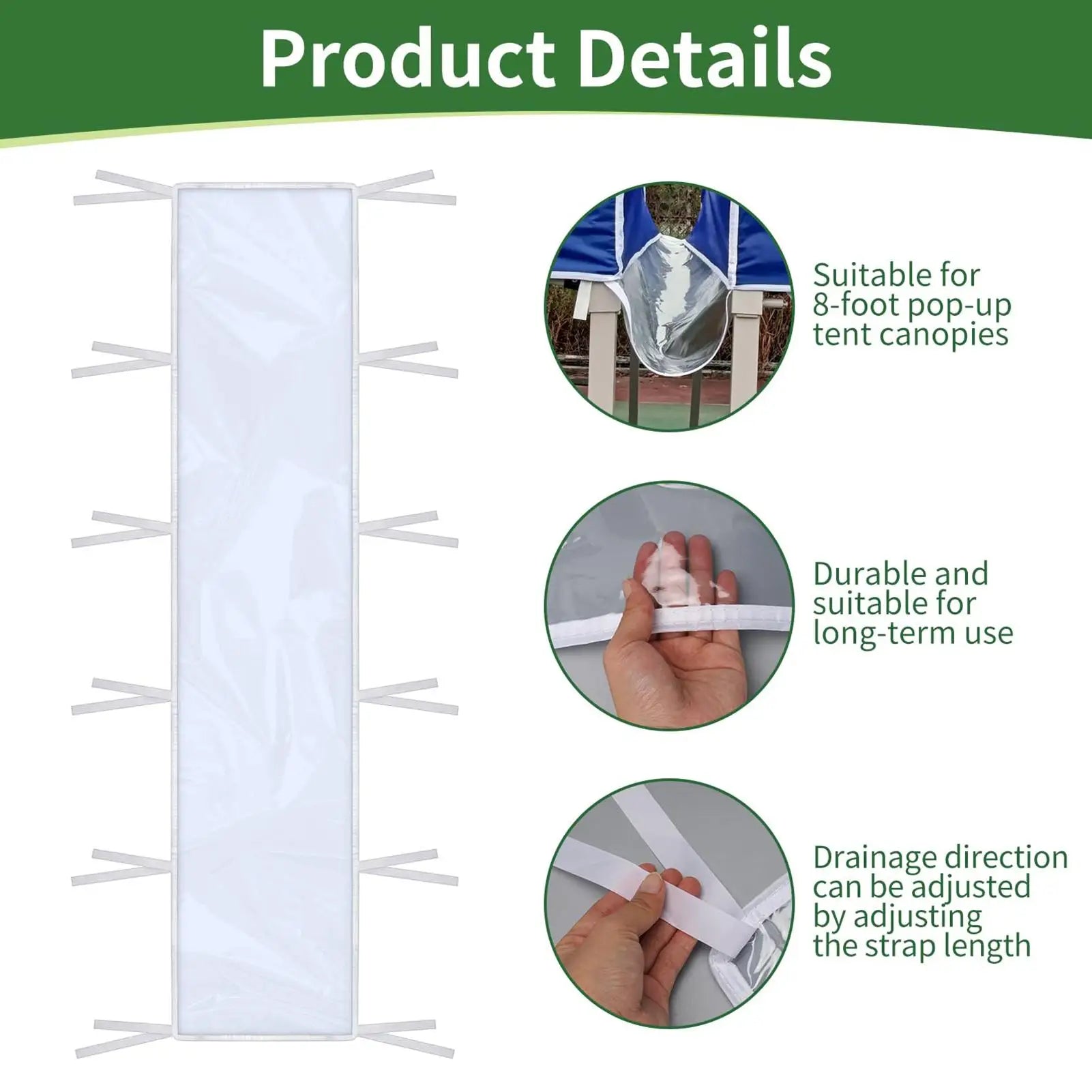 Gutter Kit for Shed Detachable Clear Extender Guard Canopy Awning Attachment for Outdoor Backyard Deck Porch Camping Lawn Pool Qme