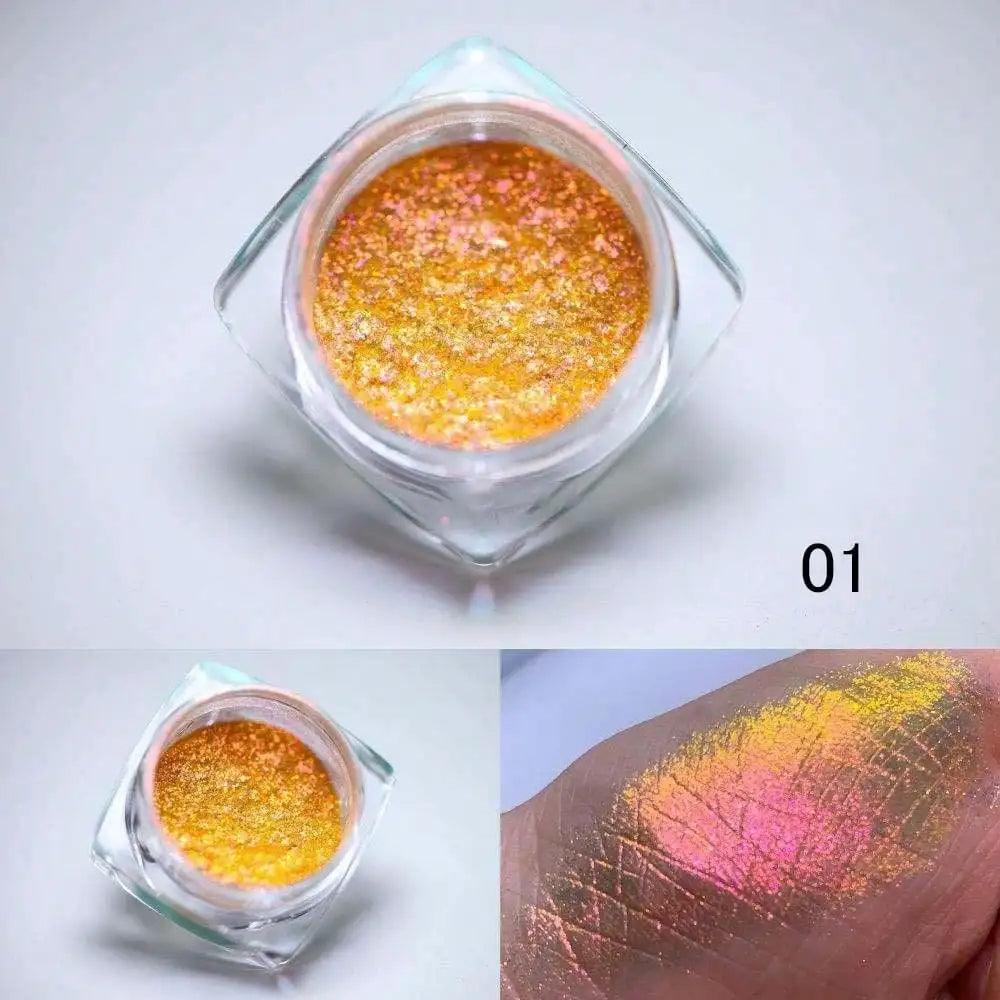 Y2K Polarized Nail Powder Hypoallergenic Chameleon Glitter Art Aurora Qme 1