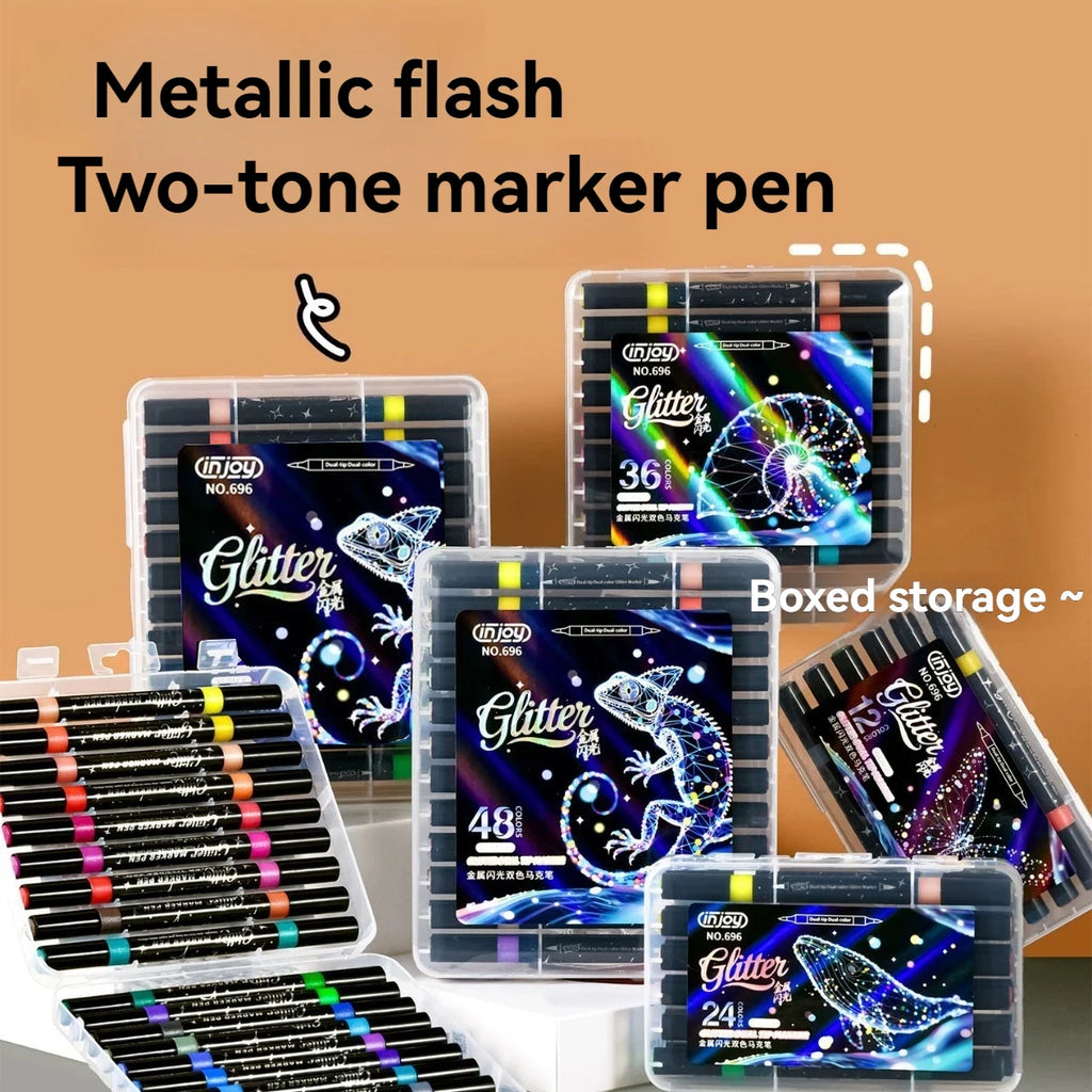 12-48 Metal Glitter Marker Pens Sparkly And Shiny, Double Tips, for Painting,Ceramic, Glass,Scrapbooking, DIY Craft Making Qme