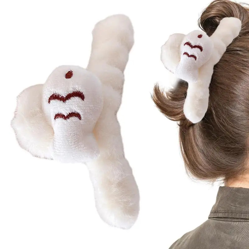 Autumn Hair Clips Plush Shark Claws Large Barrettes Crab Claw Faux Qme