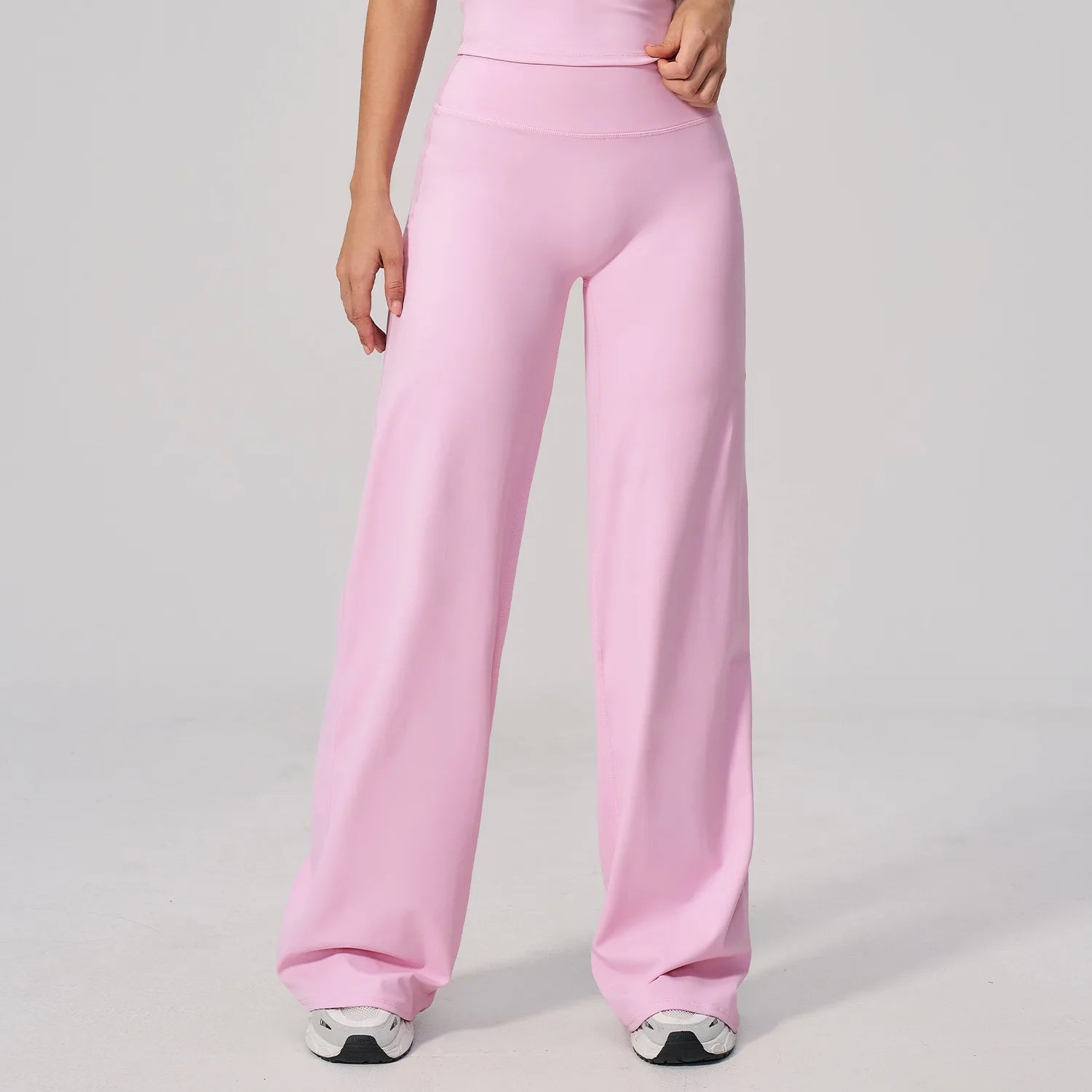 A New Autumn Winter High Waist Wide Leg Sports Pants, Naked Hip Lifting Loose Fitness Sweatpants For Outdoor Daily Leisure Qme powder S
