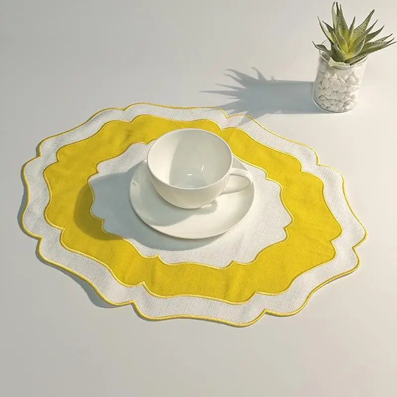 Textured Scalloped Linen Placemat Machine Washable Wrinkle Free Dining Table Mat For Home Farmhouse Use Qme A1 1