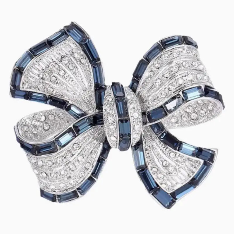 Chic Bowknot Brooch For Men Women Fashion Luxury Rhinestone Bow Brooches Pins Jewelry Accessories Party Gifts Qme Blue