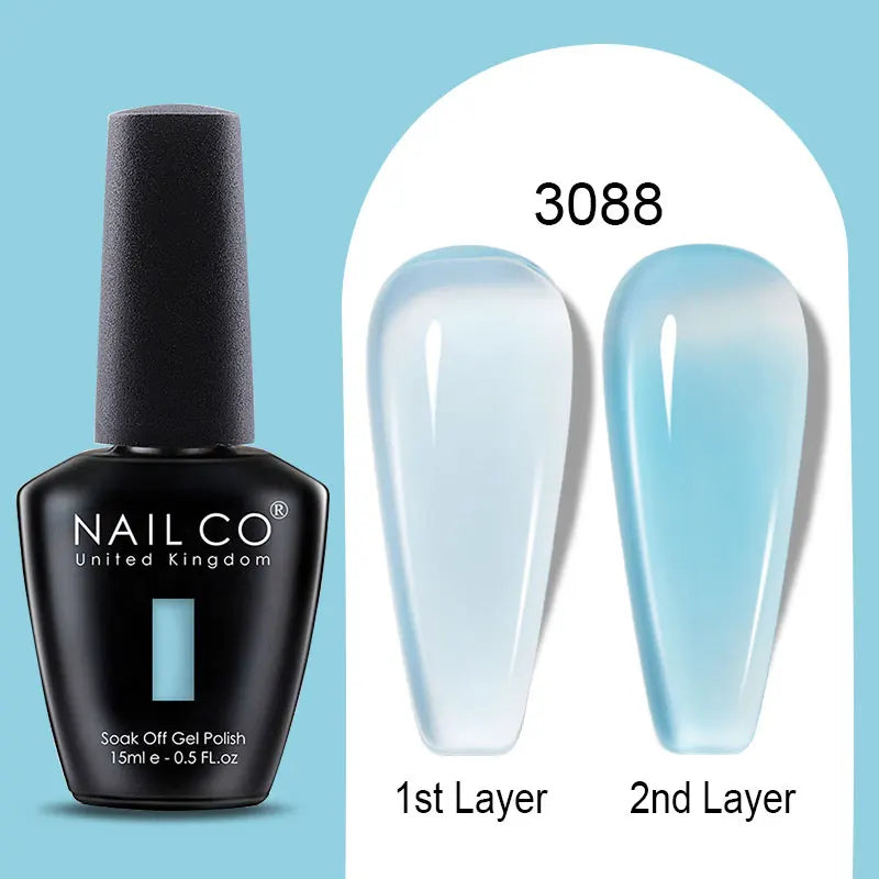 NAILCO Rubber Base Gel Polish Milky Pink Jelly White Beige 6Colors Qme