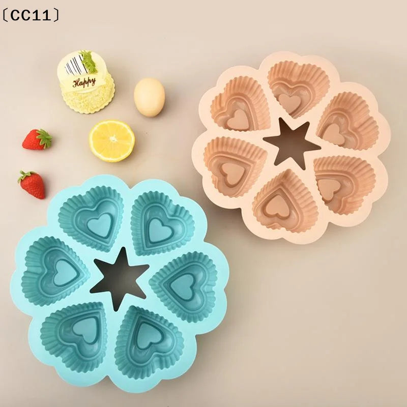 Silicone Heart-shaped Cake Mold Food-grade Non-stick Baking Tray DIY Qme