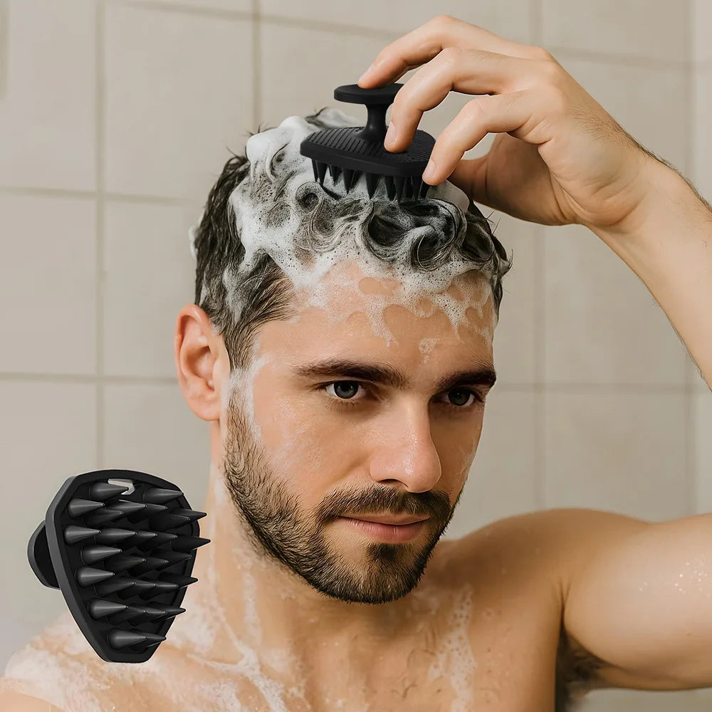 Silicone Head Scrubber Cleansing Exfoliating Hair Brush Ergonomic Qme
