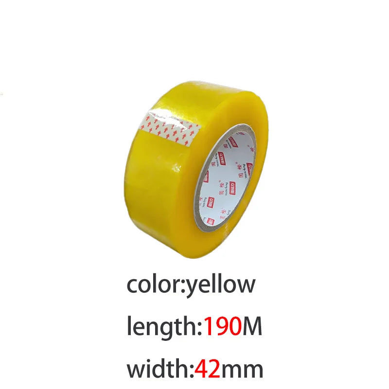 Oversized Roll Sealing Box Tape High Viscosity Toughness Special Household Packaging Tape for Strong Adhesion And Protection Qme 190mX42mm-yellow