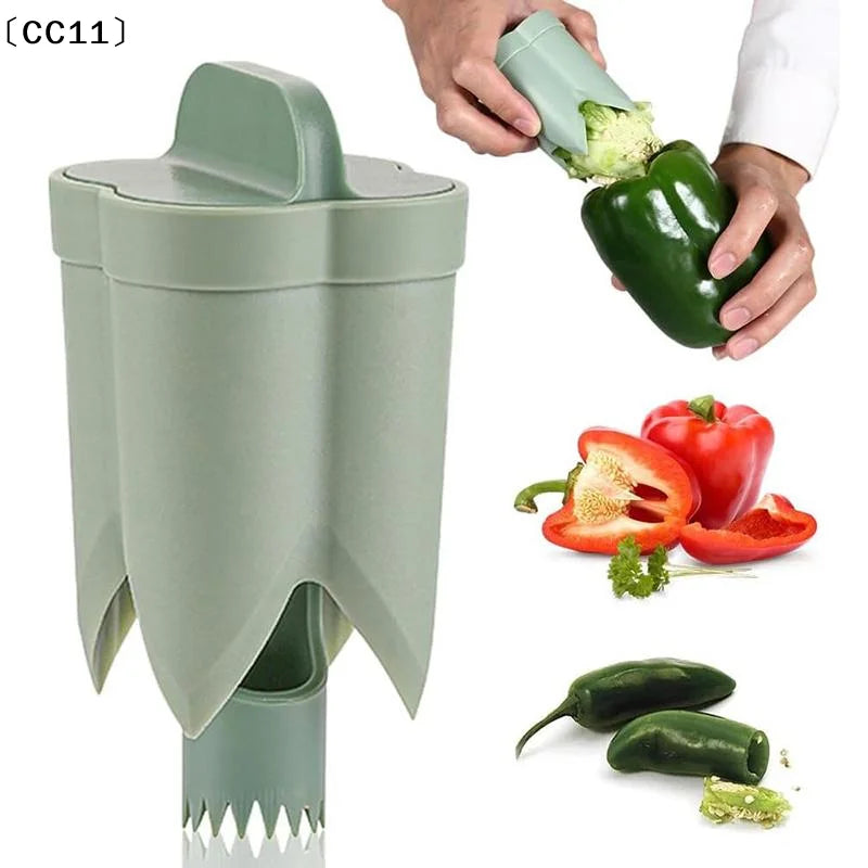 2-in-1 Fruit Pepper Corer Seed Removing Tool Portable Kitchen Utensil Qme