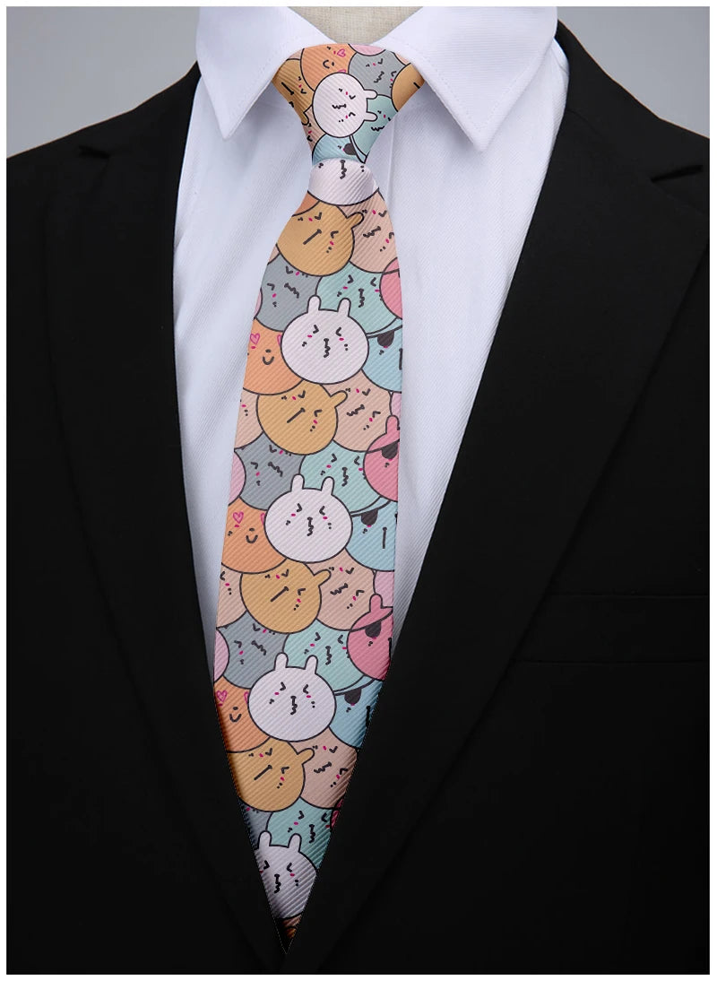 Funny Cartoon Small Animal Print Men's Tie Fashion Slim High-quality Qme