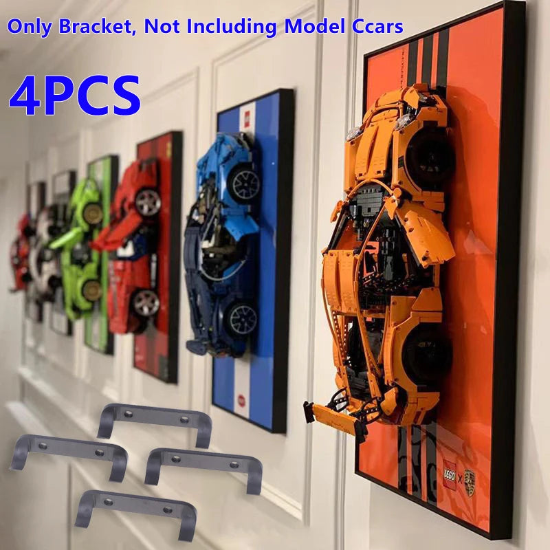 4Pcs Mount Firm Display Cars by Wheels on Wall Hanging Cars Display Rack Space-Saving Car Model Holder for MOC Car Models Toy Qme