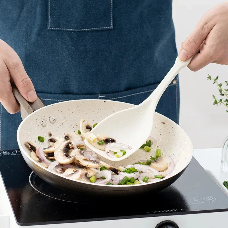 Multifunctional Silicone Spatula Spoon Comfortable Grip Non-slip Handle Cookware Mixing Spoon Silicone Tableware Spoon Qme