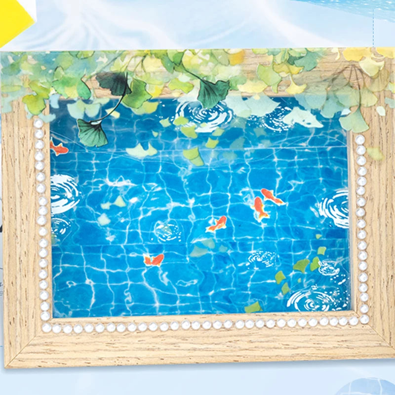Simulated Water Wave Texture Tape, Summer Themed Handmade Scene Decor Tape, Aesthetic Stationery for Students Qme