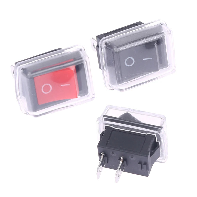 Push Button Mini Switch 2Pin Snap-in Off Rocker Waterproof Cover Black Qme