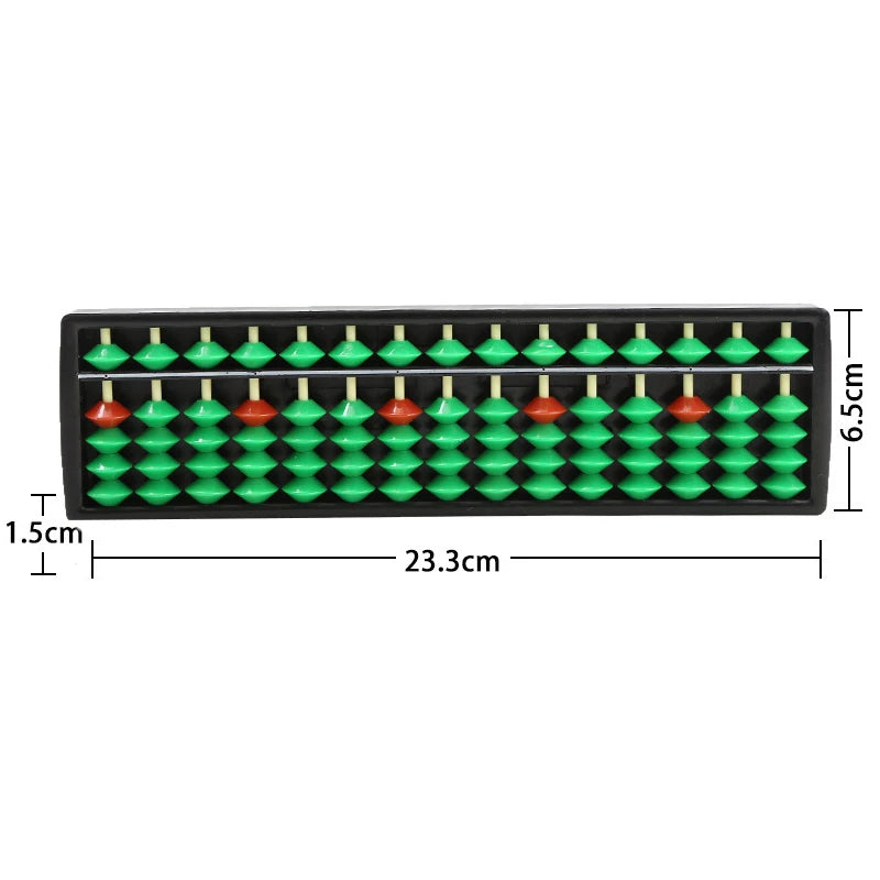 Portable Chinese 15 Digits Column Abacus Arithmetic Soroban Qme 23CM green
