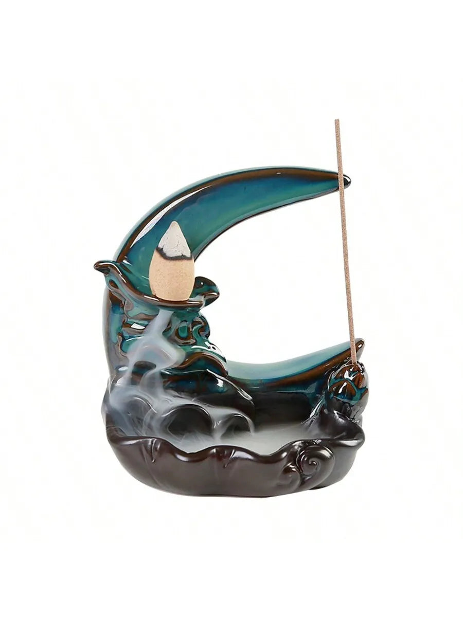 Blue Lotus Pond Moonlight Reflux Incense Burner Home Indoor Creative Qme