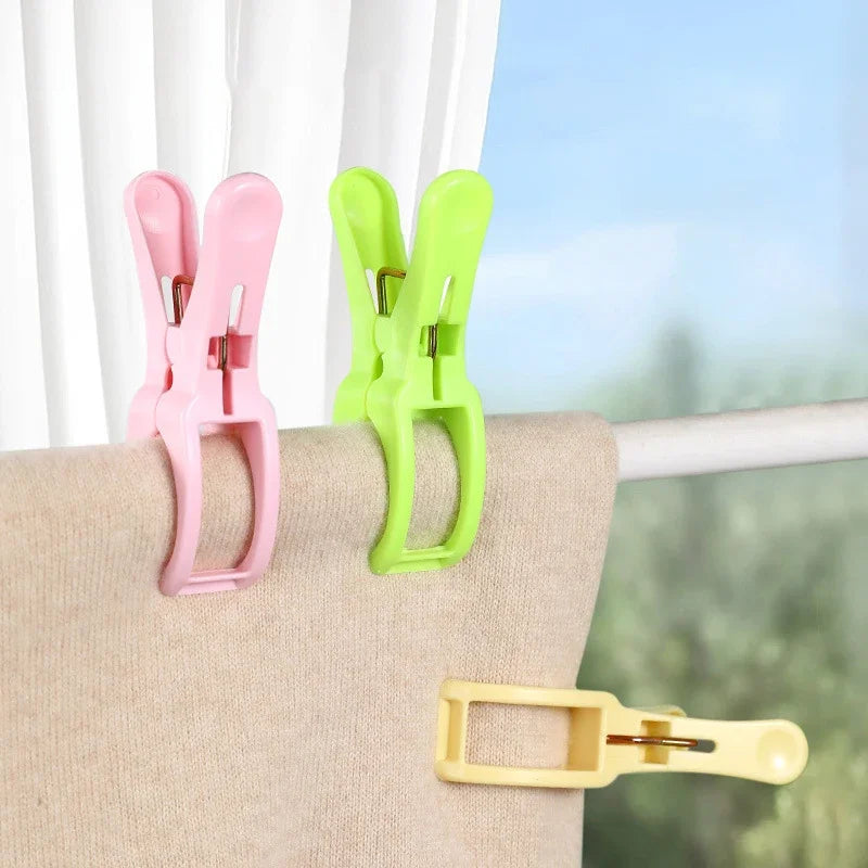Plastic 5pcs Quilt Pegs Beach Towel Clips Laundry Clothes Pegs Clamps Home Hanging Clip Clothespins Bathroom Organization Qme