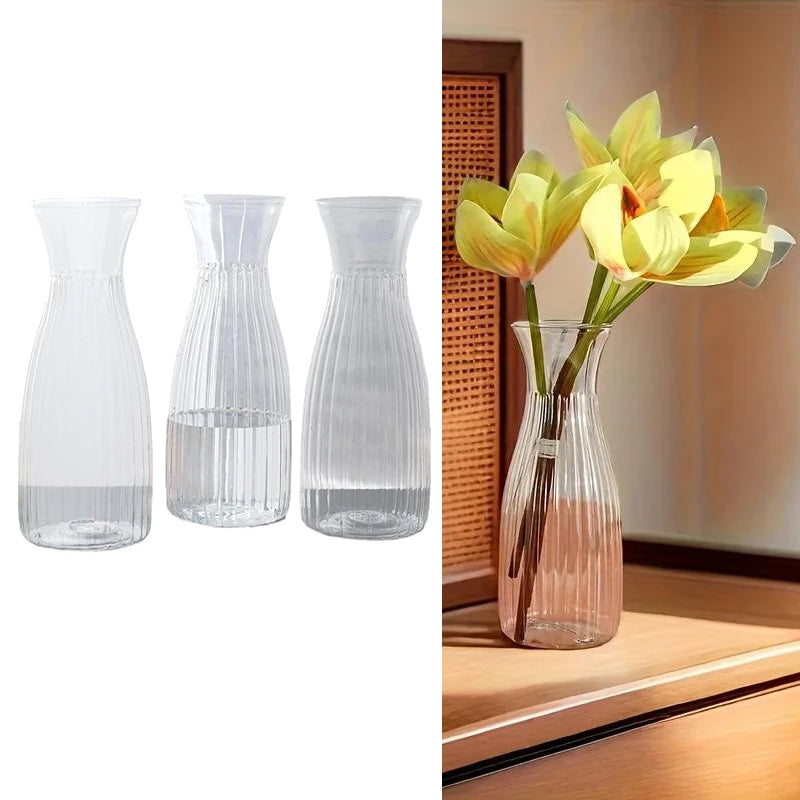 Nordic Transparent Plastic Vase Flower Arrangement Container Creative Hydroponic Plant Flower Vases Home Living Room Desk Decor Qme